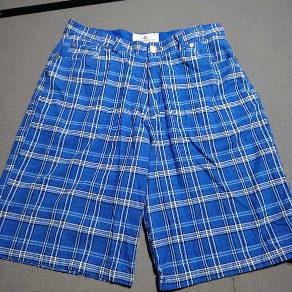Victorious Jeans Bermuda Shorts Men 38/12 Blue Plaid Preppy Beach College Comfy - Picture 1 of 10